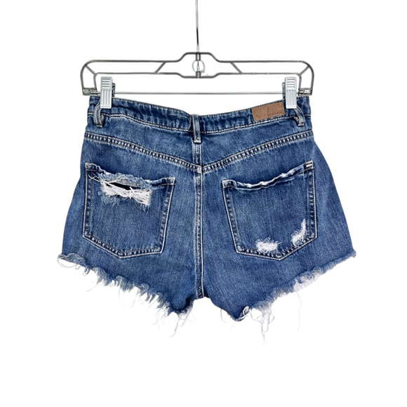 Garage Distressed Denim Jean Short Size 3 Blue Cutoff Casual Summer Western Boho - Picture 5 of 7